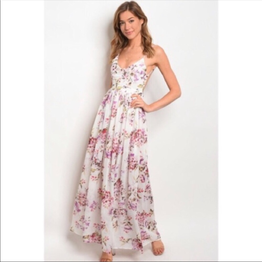 Open back floral maxi dress NWT